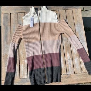 Women’s Cold Shoulder New Color Block Sweater